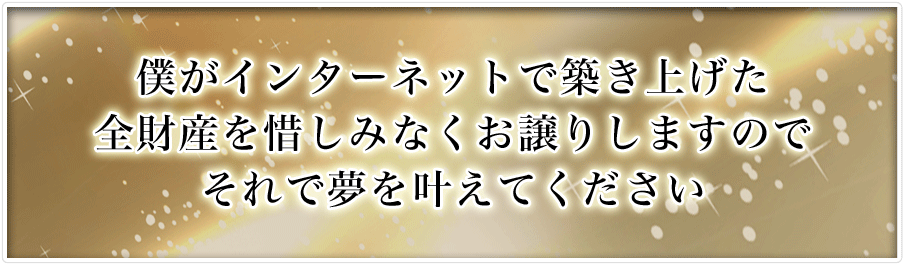 僕がインターネットで築き上げた全財産を惜しみなくお譲りしますのでそれで夢を叶えてください